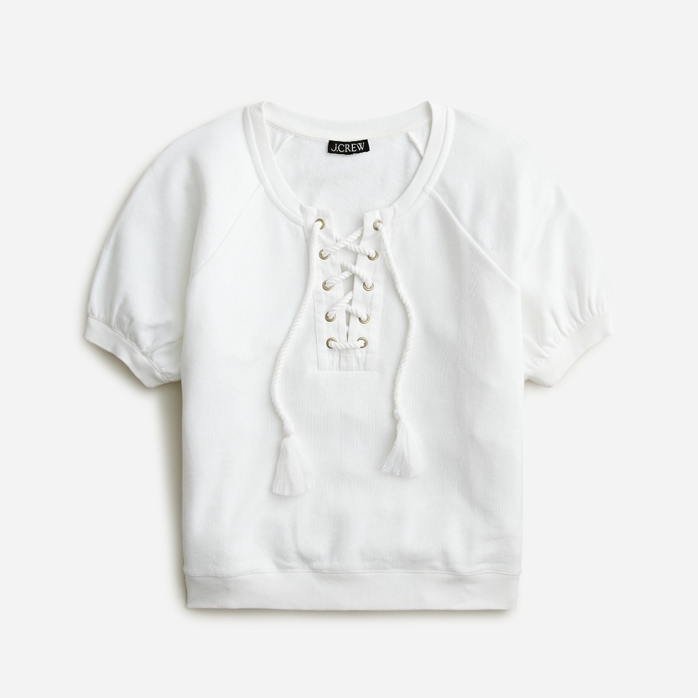 NWT J. Crew University terry lace-up shirt S